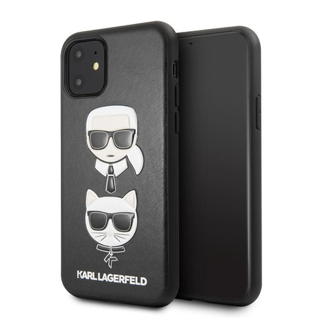 Karl Lagerfeld dombornyomott tok Karl & Choupette - iPhone 11 tok (fekete)