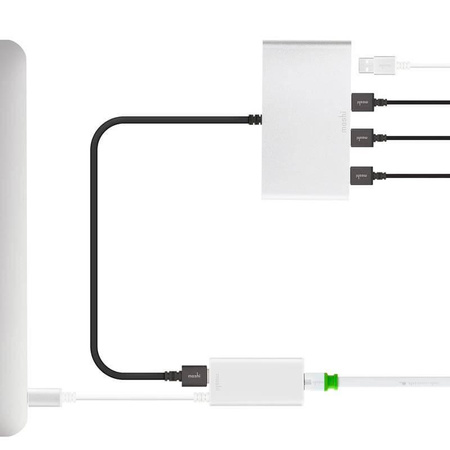 Moshi USB-C to Gigabit Ethernet Adapter - Aluminum Adapter from USB-C to Gigabit Ethernet (Silver)