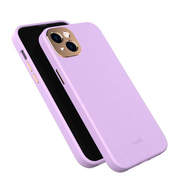 Moshi Napa Slim MagSafe - Étui en cuir pour iPhone 14 Plus (violet lavande)