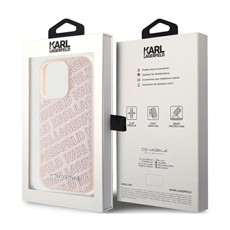 Karl Lagerfeld Quilted K Pattern - pouzdro pro iPhone 15 Pro (růžové)