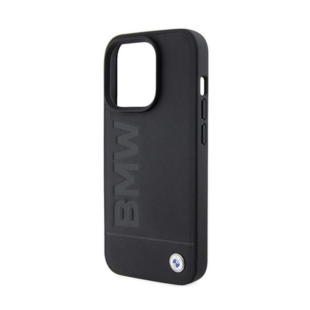 BMW Leather Hot Stamp MagSafe - Étui pour iPhone 15 Pro (Noir)