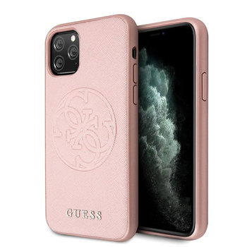 Guess Saffiano 4G Circle Logo - Coque iPhone 11 Pro (rose)