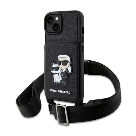 Karl Lagerfeld Crosssbody NFT Saffiano Karl & Choupette - Coque pour iPhone 14 Plus (Noir)