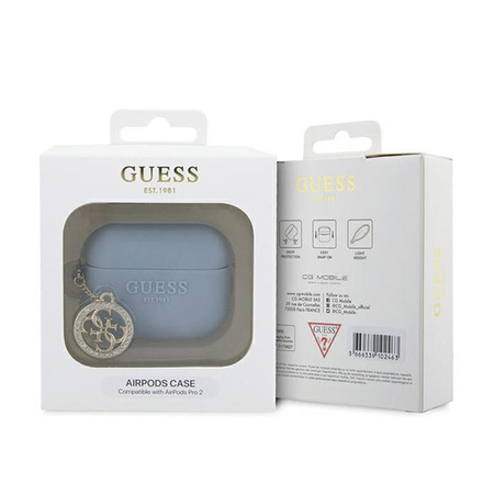 Guess 3D gumový 4G diamantový přívěsek - pouzdro pro AirPods Pro 2 (modré)