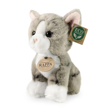 GRAUE KATZE PUSH MOUSE, realistische Katze, ECO-Plüsch, Geschenk, 18cm