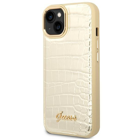 Guess Croco Collection - pouzdro pro iPhone 14 Plus (zlaté)