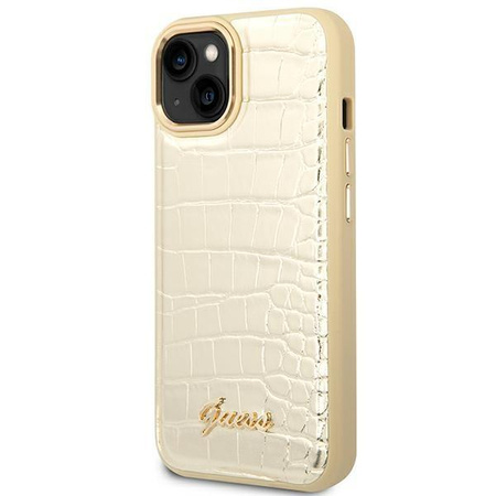 Guess Croco Collection - Case for iPhone 14 Plus (Gold)