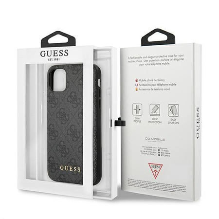 Guess 4G Metal Gold Logo - pouzdro pro iPhone 11 (šedé)