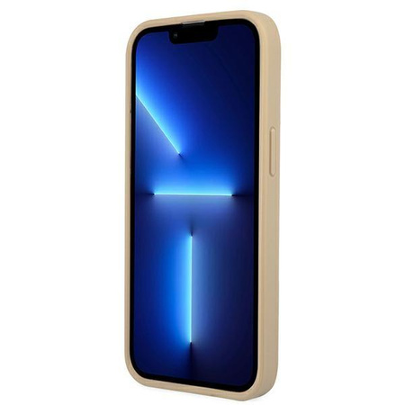 Guess Saffiano háromszög logós tok - iPhone 13 tok (bézs)
