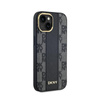 DKNY Leather Checkered Mono Pattern MagSafe - Case for iPhone 15 Plus / 14 Plus (Black)