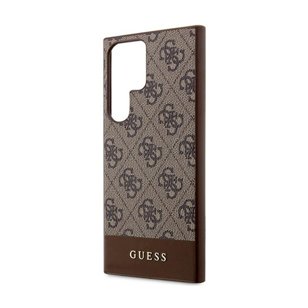 Pouzdro Guess 4G Bottom Stripe Metal Logo Collection - Samsung Galaxy S24 Ultra (hnědé)