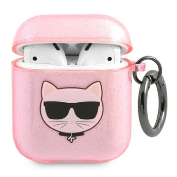 Karl Lagerfeld Choupette Head Glitter - Airpods Case (pink)