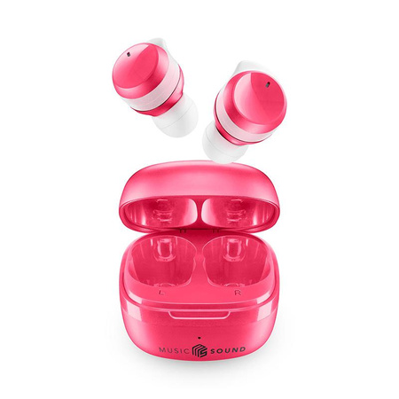 Cellularline Music Sound Flow - V5.3 TWS vezeték nélküli Bluetooth fejhallgató töltőtáskával (rózsaszín)