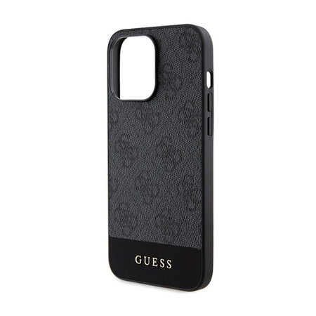 Guess 4G Bottom Stripe Metall Logo Kollektion - iPhone 15 Pro Max Tasche (grau)