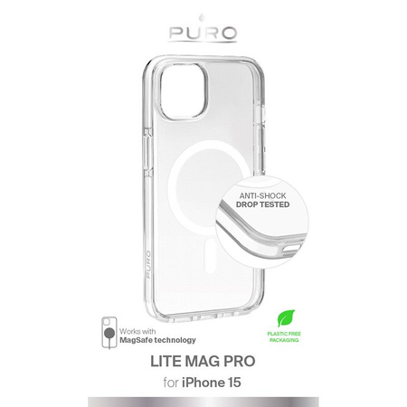 PURO LITE MAG PRO - Pouzdro MagSafe pro iPhone 15 (průhledné)