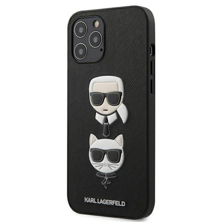 Karl Lagerfeld Saffiano Karl & Choupette Heads - iPhone 12 Pro Max Tasche (schwarz)