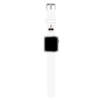 Karl Lagerfeld Silicone Karl Head - Bracelet pour Apple Watch 42/44/45 mm (blanc)