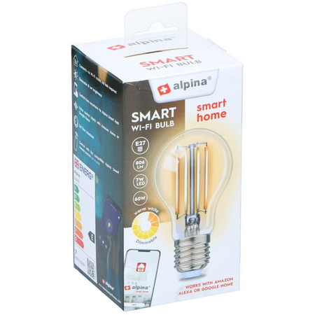 Alpina - Smart Wi-Fi light bulb E27 cap power 7 W warm white color