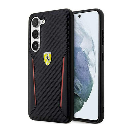 Ferrari Carbon Contrast Edges - pouzdro pro Samsung Galaxy S23+ (černé)