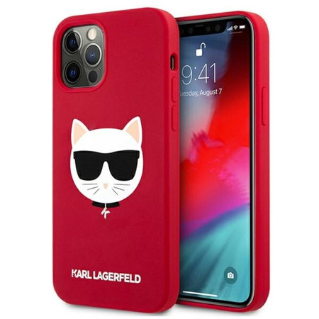 Karl Lagerfeld Choupette Head Silicone - Etui iPhone 12 / iPhone 12 Pro (czerwony)