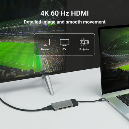 Green Cell - Dokovací stanice HUB USB-C HDMI 4K DEX Slot pro karty SD a MicroSD USB 3.1