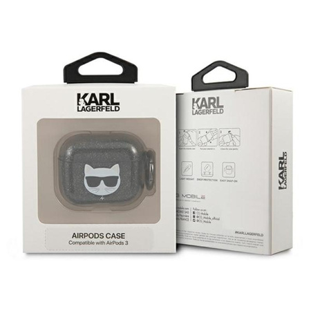 Karl Lagerfeld Choupette Head Glitter - Étui AirPods 3 (noir)