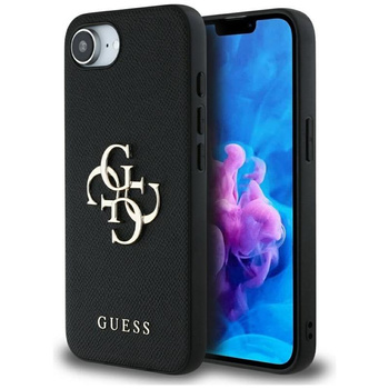 Guess szemcsés Big 4G Logo Small Classic Logo - tok iPhone 16e készülékhez (fekete)