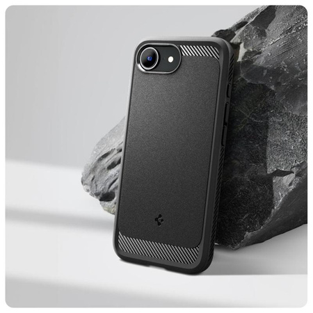 Spigen Rugged Armor MagSafe - tok iPhone 16e készülékhez (matt fekete)