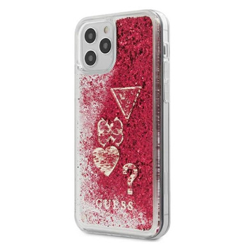 Guess Liquid Glitter Charms - Etui iPhone 12 Pro Max (malinowy)