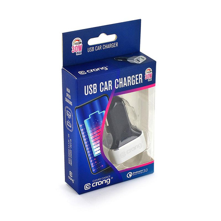 Crong Power Car Charger 30W - USB QuickCharge 3.0 + USB 2,4A nabíječka do auta (hliník)