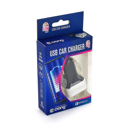 Crong Power autós töltő 30W - USB QuickCharge 3.0 + USB 2.4A autós töltő (alumínium)