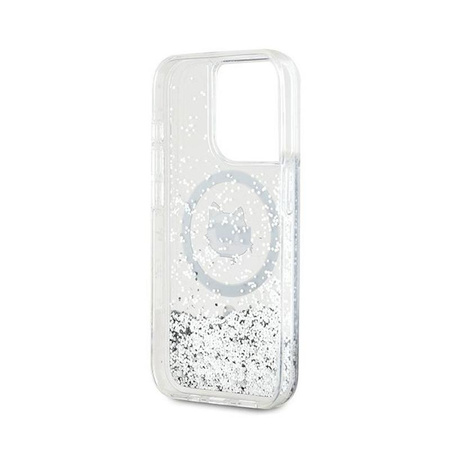 Karl Lagerfeld Liquid Glitter Choupette Head MagSafe - Etui iPhone 14 Pro (przezroczysty)