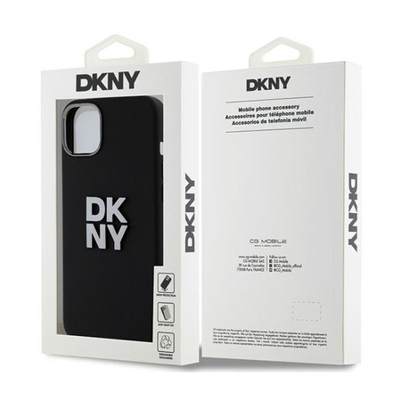 DKNY Liquid Silicone Metal Logo - pouzdro pro iPhone 15 / 14 / 13 (černé)