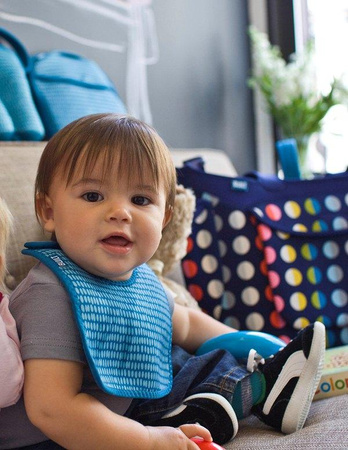 BUILT Mess Mate Set of 2 baby bib (Dribble Dots Blue)