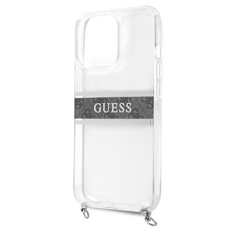 Guess 4G Croix à rayures argentées - Étui pour iPhone 13 Pro Max