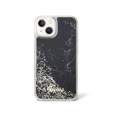 Guess Liquid Glitter Marble - Coque iPhone 14 (Noir)