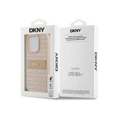 DKNY Leather Mono Stripe & Metal Logo - iPhone 15 Pro Case (pink)