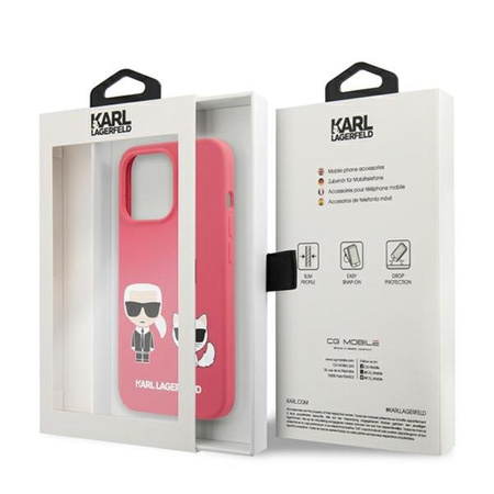 Karl Lagerfeld Silicone Karl & Choupette - iPhone 13 Pro Case (fuchsia)