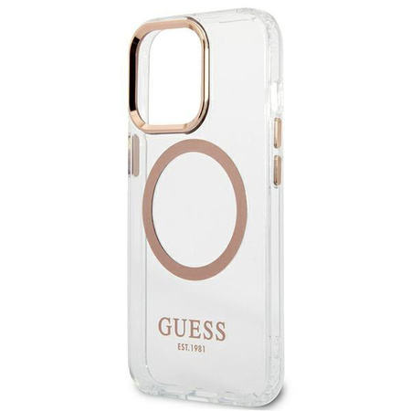 Guess Metal Outline Magsafe - iPhone 13 Pro Max tok (átlátszó / arany)