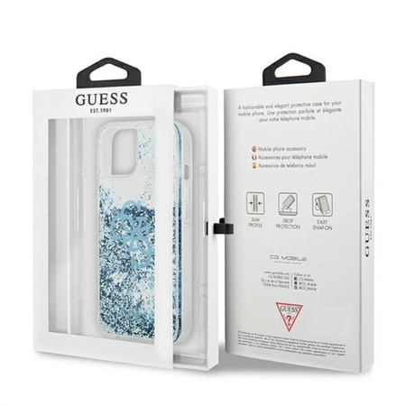 Guess Liquid Glitter 4G Big Logo - iPhone 13 mini Tasche (blau)