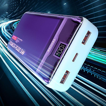 WEKOME WP-351 Vanguard sorozat - Power bank 20000 mAh PD 20W + QC 22.5W (lila / átlátszó)