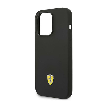 Coque Ferrari Liquid Silicone Case Metal Logo MagSafe - Coque iPhone 14 Pro Max (Noir)