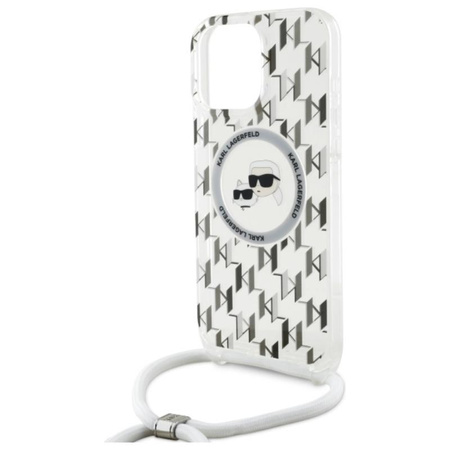 Karl Lagerfeld IML Crossbody Monogram Karl & Choupette Head MagSafe - pouzdro pro iPhone 16 Pro (průhledné)