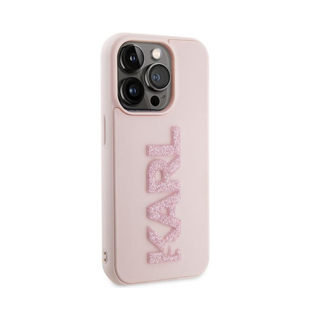 Karl Lagerfeld 3D Rubber Glitter Logo - iPhone 15 Pro Case (pink)