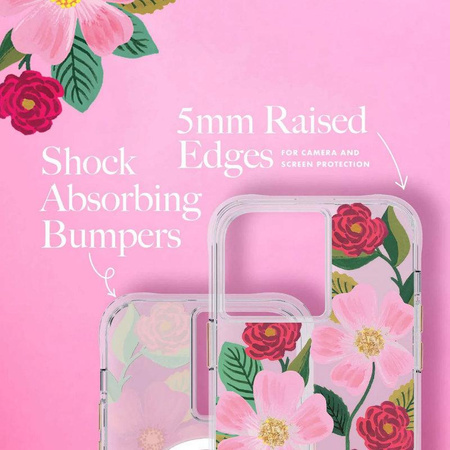Rifle Paper Clear - Coque pour iPhone 14 / iPhone 13 décorée en or (Rose Garden)