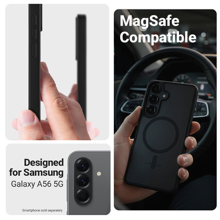 Crong Hybrid matt mágneses - MagSafe tok Samsung Galaxy A56 (fekete)