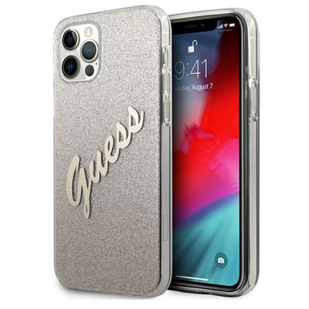 Guess Glitter Gradient Script - Coque iPhone 12 Pro Max (Or)