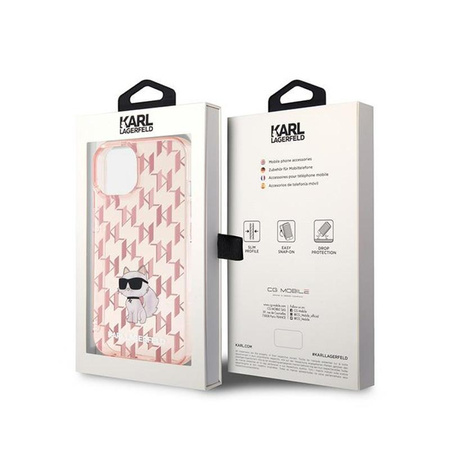 Karl Lagerfeld Monogram Choupette - iPhone 15 Case (pink)