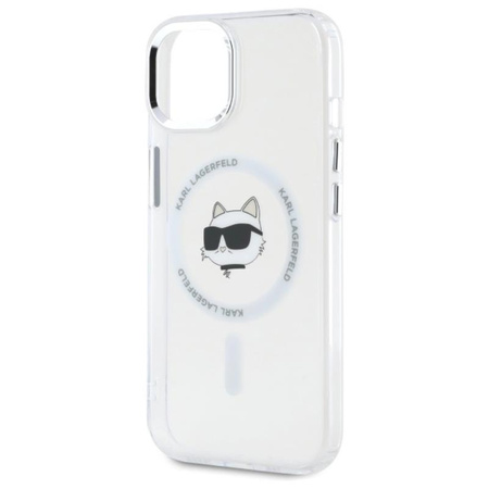 Karl Lagerfeld IML Metal Choupette Head MagSafe - pouzdro na iPhone 15 (bílé)