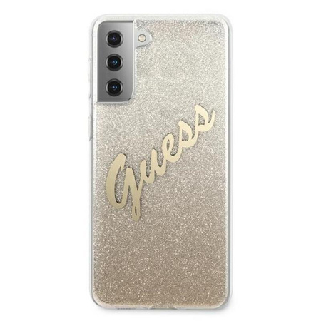 Guess Glitter Gradient Script - Etui Samsung Galaxy S21+ (złoty)
